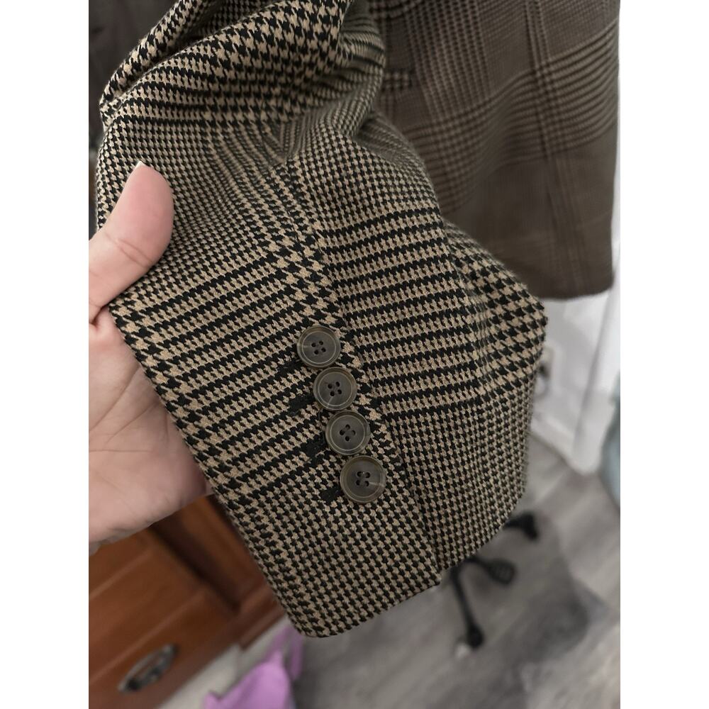 Veronika Maine Houndstooth Plaid Blazer in Brown Sugar Size 14 - Picture 9 of 10